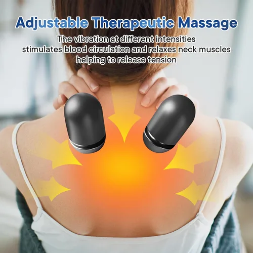 Miniatura 2 de Almohada eléctrica masajeadora de cuello para aliviar el dolor de tejido profundo, dispositivo de tracción cervical recargable 3 en 1 con calor