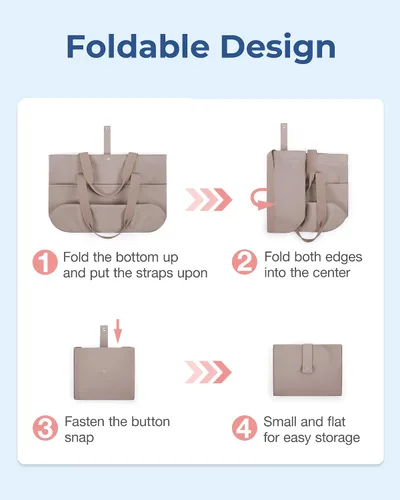 Miniatura 2 de BAGSMART Bolsa de mano para mujer, bolsa plegable con cremallera, bolsa de hombro grande con asa superior para viajes, trabajo