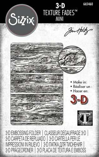 Miniatura 5 de Tim Holtz Sizzix 3D Texture Fades - Carpetas en relieve - Mini madera, mini adoquines y mini ladrillos - Paquete de 3 artículos