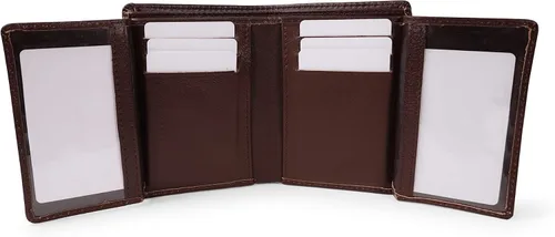 Miniatura 5 de Cartera de piel de vacuno con bloqueo RFID con capa interior de piel de vaca de primera calidad con doble apertura y soporte para ventana