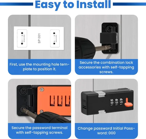 Miniatura 3 de Cerradura de gabinete sin llave prémium con código de combinación, cerradura de 3 dígitos para cajones, puerta de armario plegable y puerta de doble