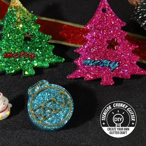 Miniatura 5 de Teenitor - Mezcla de purpurina gruesa y fina para festivales, 32 colores, lentejuelas gruesas, copos iridiscentes de purpurina, cosméticos
