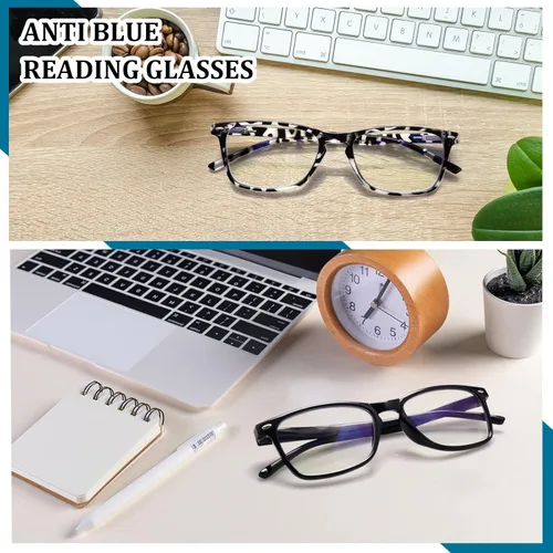 Miniatura 6 de Paquete de 6 lentes de lectura para mujeres y hombres, lentes de bisagra de resorte, bloqueo de luz azul, antifatiga ocular, lectores de computadora