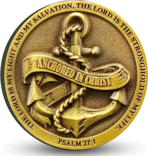 Moneda de desafío anclada en Cristo, símbolo de fe y fuerza, ficha de abrazo de bolsillo cristiana (moneda individual)