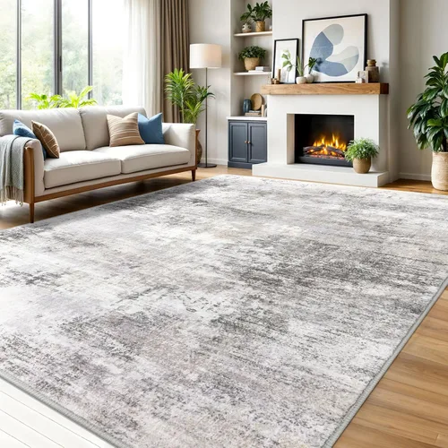 Miniatura 89 de IOHOUZE Alfombra pequeña abstracta de 2 x 3 pies, alfombra de entrada lavable para entrada interior, alfombras con respaldo de goma, alfombra gris