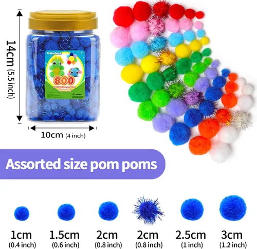 Miniatura 45 de Praisebank Pompones rojos, 90 unidades, 1.5 pulgadas, perfectos para artes y manualidades