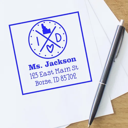 Miniatura 89 de Sello entintado moderno con nombre y dirección del estado de Alabama – Sello de dirección de devolución personalizado para invitaciones de despedida