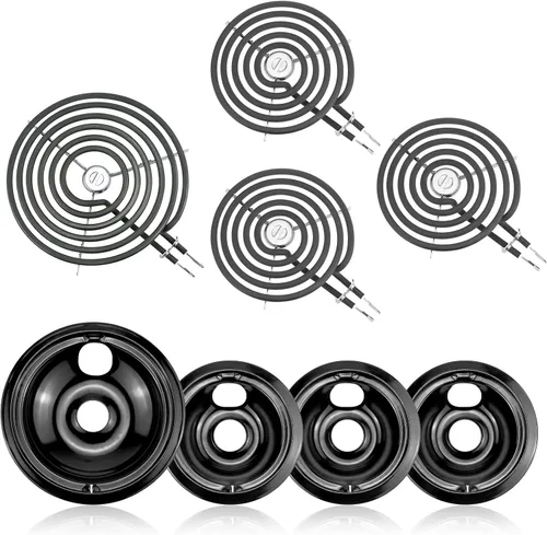 Miniatura 9 de Sartenes de goteo negras para quemador WB31M19(8") WB31M20(6") Repuesto de quemador de estufa eléctrica WB30M1(6") WB30M2(8")&WB17T10006 Bloque
