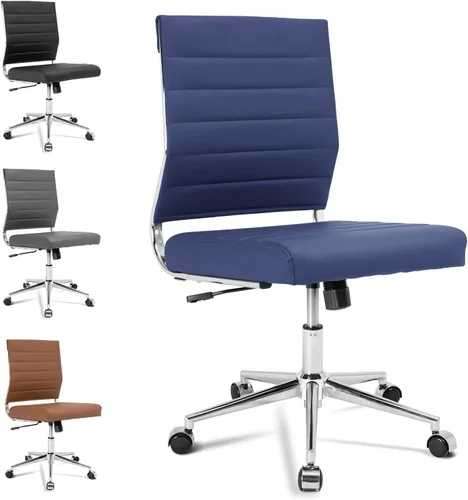 Okeysen Silla de escritorio de oficina sin brazos, Silla giratoria ergonómica de sala de conferencias con respaldo medio, altura ajustable, silla de