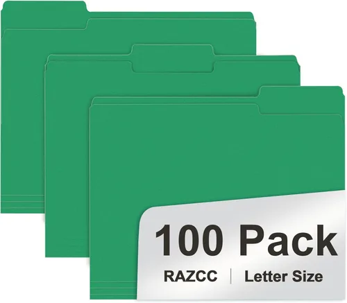 Miniatura 18 de RAZCC - Carpeta de archivos, paquete de 100 carpetas de archivos con pestaña de corte de 1/3, tamaño carta, amarillas, carpetas con pestañas, ideal