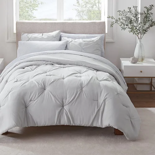 Miniatura 12 de SERTA Simply Clean - Cama plisada ligera de 5 piezas en una bolsa para todas las estaciones, tamaño individual/individual XL, azul celeste