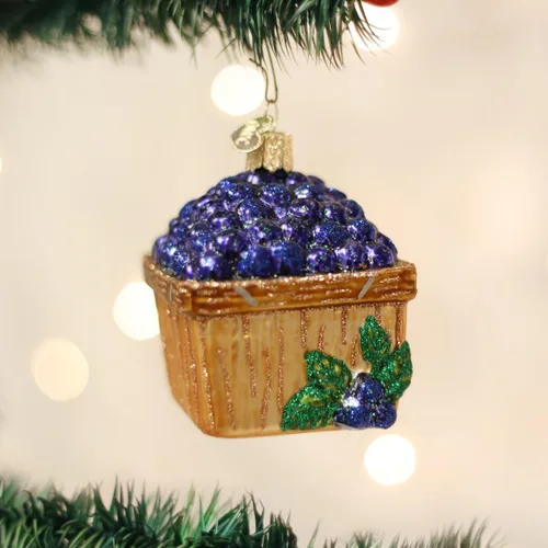 Miniatura 2 de Old World Christmas - Adorno de vidrio soplado de cesta de arándanos para el árbol de Navidad, decoración festiva hecha a mano, colección de frutas
