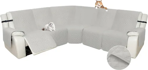 Miniatura 9 de Arfntevss Fundas de sofá reclinable seccional para sofá reclinable de esquina seccional para perro, lavables, en forma de L, juego de 7 piezas