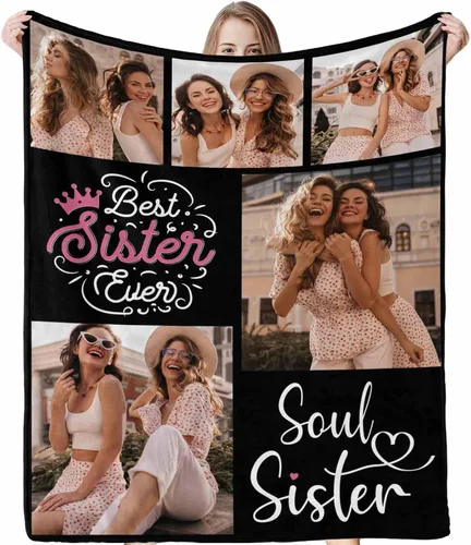 Manta personalizada para mi amiga, regalo de cumpleaños para mejor amiga de parte de la hermana para mujeres, manta para amigas con collage de