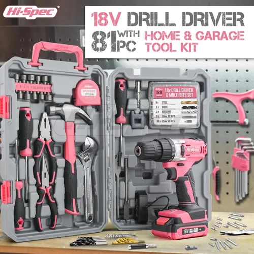 Miniatura 2 de Hi Spec - Kit de herramientas para el hogar rojo de 35 piezas con destornillador eléctrico recargable por USB de 3,6 V Fácil reparación