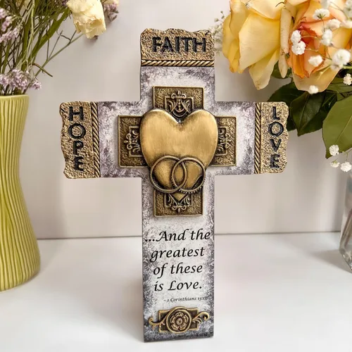 Miniatura 2 de Abbey & CA Gift - Cruz de pared para matrimonio de fe, esperanza y amor, regalo para parejas, matrimonios, compromisos y renovación de votos, cruces