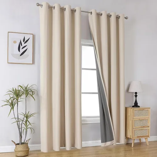 Miniatura 59 de Joydeco - Juego de 2 paneles de cortinas opacas de 63 pulgadas, 2 cortinas largas con aislamiento térmico burg, cortinas de oscurecimiento