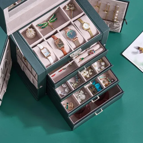 Miniatura 8 de ANWBROAD Jewelry Organizer Box for Women Jewelry Storage Case with Lock and Removable Drawers Keep All Your Jewelry Organized Jewelry box for