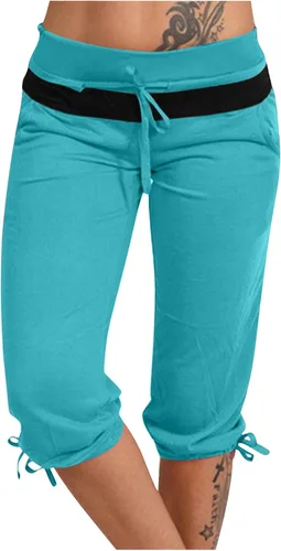 Miniatura 25 de Pantalones capri para mujer, estilo casual, de verano, elásticos, de cintura alta, pantalones de yoga, ajuste atlético, pantalones deportivos