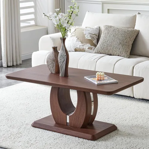 Miniatura 10 de LKTART Mesa de Centro Rectangular para Sala de Estar, Mesas de Centro de Imitación de Mármol con Almacenamiento, Base Moderna Estable Mesa de Centro