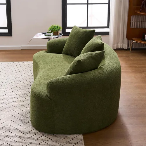Miniatura 7 de Sofá modular curvado de 110 pulgadas para sala de estar, moderno sofá modular de felpa de felpa de gran tamaño con asiento profundo comprimido sin
