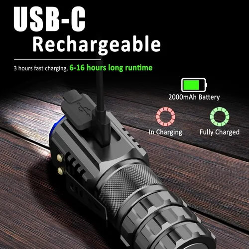 Miniatura 5 de Mini linterna LED portátil, recargable EDC pequeña linterna de bolsillo 6 modos de iluminación con clip magnético impermeable para camping