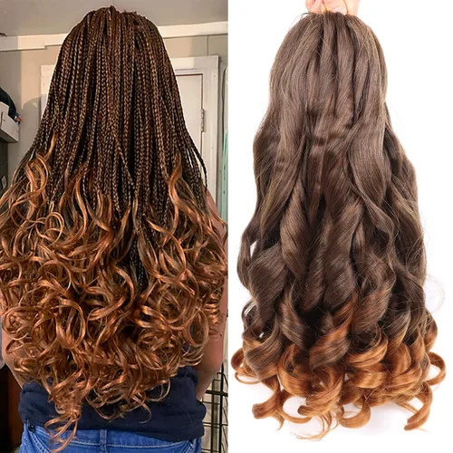 Miniatura 32 de Cabello rizado francés para trenzar de 12 pulgadas, 8 paquetes de cabello rizado preestirado para trenzas de caja, rizos franceses, trenzas