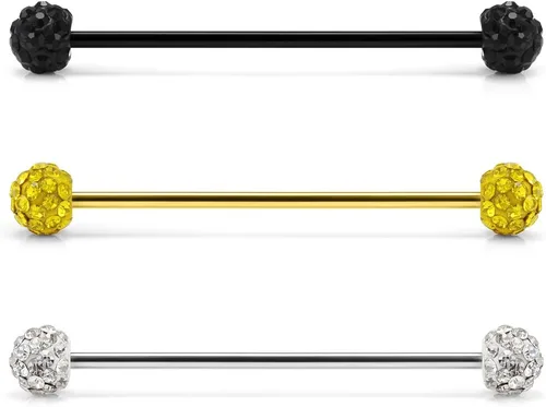 Miniatura 16 de Ruifan Piercings de 14 g de acero inoxidable Industrial Barbell para cartílago de la oreja joyería1 1/2 pulgadas (38 mm)