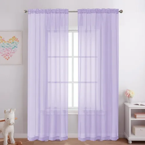 Miniatura 93 de OVZME - Cortinas traslúcidas blancas de 45 pulgadas de largo, 2 paneles, cortinas de gasa con bolsillo para barra para ventanas pequeñas, cada una