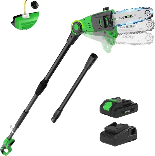 Miniatura 8 de SOYUS - Sierra de poste inalámbrica 2 en 1 y mini motosierra de 8 pulgadas para recortar árboles, sierra de poste eléctrica de 21 V con 2