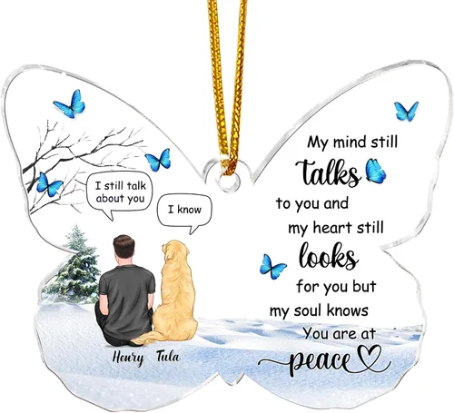 Miniatura 7 de Gossby Adorno conmemorativo de perro en forma de mariposa de acrílico personalizado – Regalo personalizado de condolencias de perro con diseño