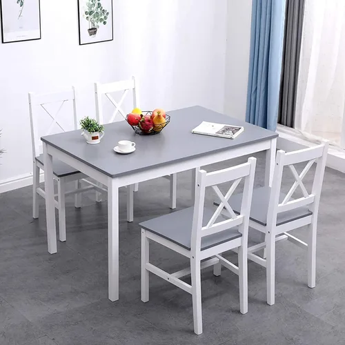 Miniatura 2 de SogesPower Juego de mesa de comedor para 4, juego de mesa de comedor de madera de 5 piezas con 4 sillas para cocina, comedor, restaurante, espacio