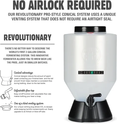 Miniatura 2 de Premium Signature Kit Pro – No requiere Airlock ni sifón – El fermentador cónico elimina los sedimentos y hace una cerveza casera de gran sabor