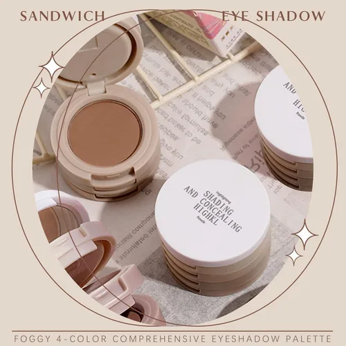 Miniatura 2 de HOSAILY Paleta de sombra de ojos mate 4 en 1, sombra de ojos marrón topo neutro para mujeres mayores, maquillaje de sombra de ojos en polvo