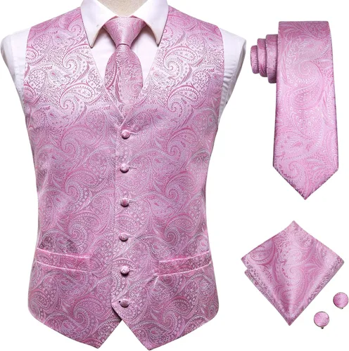Hi-Tie Juego de gemelos cuadrados de bolsillo para hombre, 4 piezas, chaleco, corbata, para traje o esmoquin, más colores para elegir