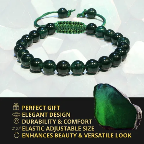 Miniatura 283 de Adjustable Crystal Bracelet – Gemstone Bead Bracelet with Adjustable Macrame String – Chic Gemstone Bracelet for Men and Women – 8mm Round Healing