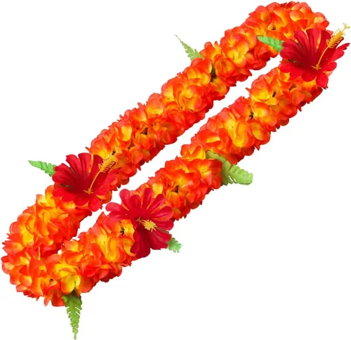 Miniatura 9 de 1 collar hawaiano de Leis de flores tropicales para niños y adultos, decoración hawaiana de Luau, playa, boda, cumpleaños, graduación, fiesta