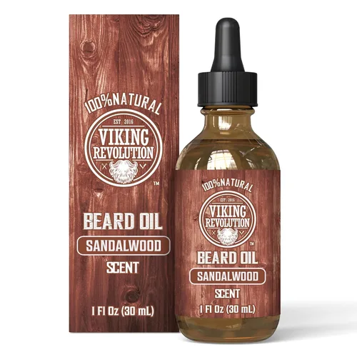 Miniatura 26 de Viking Revolution Aceite de barba de sándalo para hombres, aceite natural para barba con aceite de argán y aceite de jojoba, suavizante de barba
