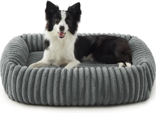 Miniatura 16 de FURTIME Cama para perros de tamaño mediano, cama ortopédica lavable para mascotas con funda extraíble, rectangular, suave, relajante, para Beige