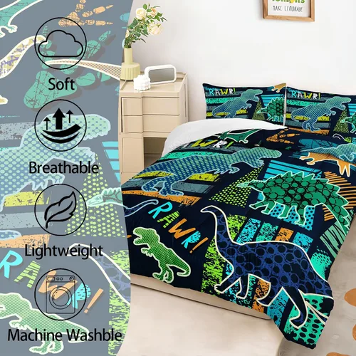 Miniatura 3 de AILONEN Juego de ropa de cama con estampado de gato en acuarela, tamaño individual con gatos y huellas para niños y niñas, juego de edredón suave