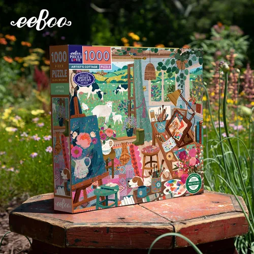 Miniatura 6 de eeBoo Rompecabezas de 1000 piezas – Artist's Cottage rompecabezas para adultos, cuadrado de 23 x 23 pulgadas, fabricado con tablero reciclado