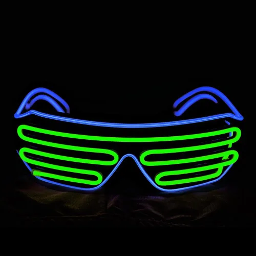 Miniatura 8 de Gafas de LED de Aqua Led de Neón electroluminiscentes para fiestas y disfraces modelo RB03., Púrpura + Azul
