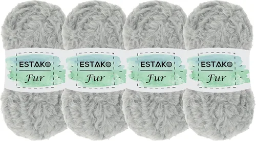 Miniatura 12 de Estako Piel 100% poliéster, suave, súper grueso, esponjoso, pelo sintético, hilo de tejer y ganchillo, 3.52 oz (100gr) 71 yardas (213.3 ft)