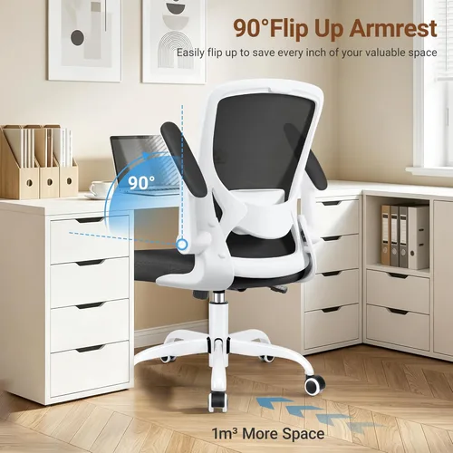 Miniatura 6 de BESTFAIR Silla de oficina ergonómica, sillas de malla para computadora con soporte lumbar, silla de escritorio giratoria con brazos abatibles