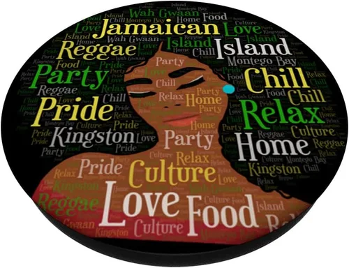 Miniatura 2 de Palabras afro de mujer jamaicana, colores de bandera, PopSockets intercambiables PopGrip