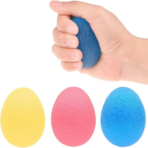 Pelotas de ejercicio de mano, en forma de huevo, 3 resistencias para apretar (suaves, medias, firmes), para entrenamiento de manos, terapia física,