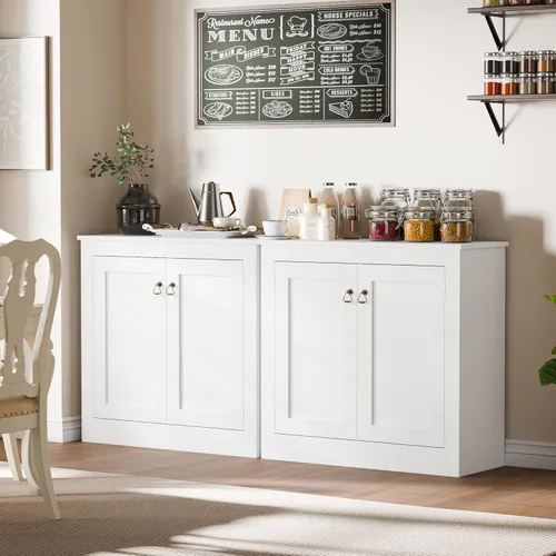 Miniatura 8 de Cozy Castle Gabinete de buffet con almacenamiento – Armario de almacenamiento de cocina, mesa consola de madera, cafetería, armarios decorativos