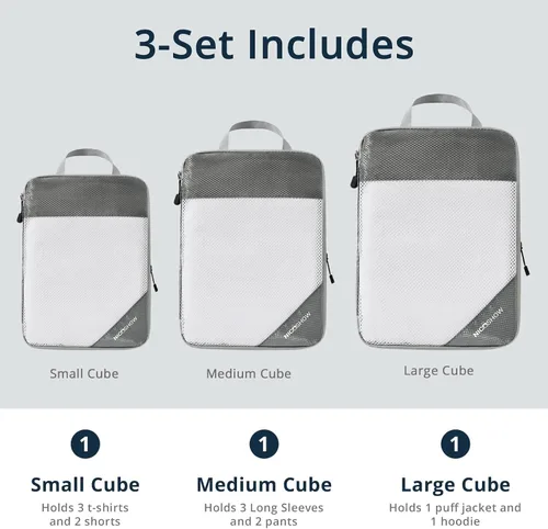 Miniatura 3 de Cubos de embalaje de compresión para viajes, Gris, 3 piezas