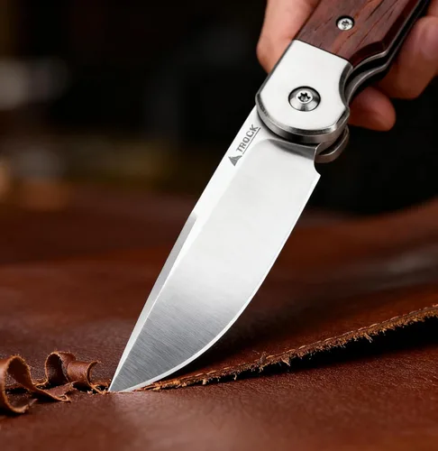 Miniatura 9 de Cuchillo pequeño EDC de 2.8 pulgadas, hoja de punta de acero D2, mango de madera, cuchillo de bolsillo plegable para hombres y mujeres, para llevar