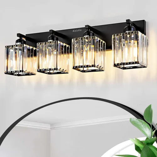 Miniatura 11 de Moderna lámpara de tocador de baño de 3 luces de cristal cromado moderno sobre espejo cromado iluminación de tocador de cristal aplique de pared